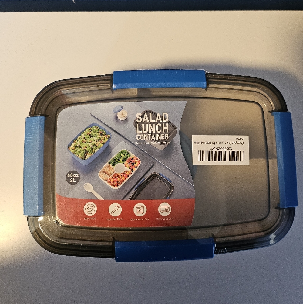 To Go salad container - fully sealed/ never used.  In the color blue